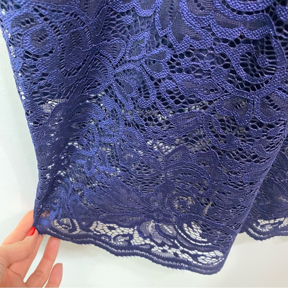 NEW-Express Navy Blue Lace Mock Neck Mid Length Dress sz 8 NEW - Picture 8 of 13